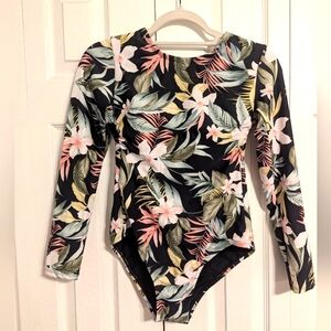 NWT Kona Sol Floral Long Sleeve Women's Swimsuit Size Small